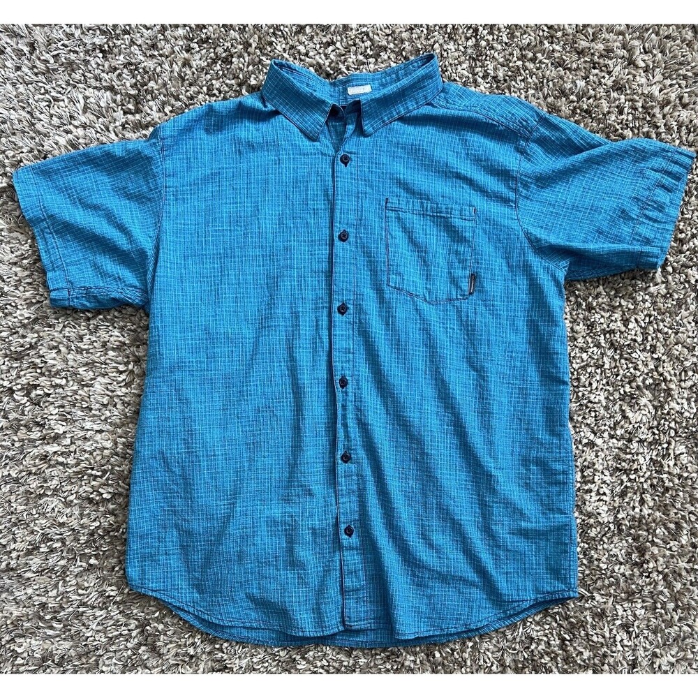 Columbia Men's Blue Button Up Front Short Sleeve Shirt Size X-Large Regular Fit